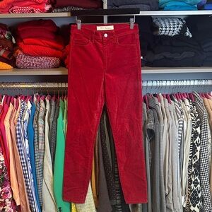 Gap 1969 red velvet super high rise skinny pants size 28